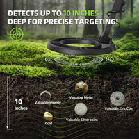 REX-8 Metal Detector for Adults, Waterproof Pinpoint, High Accuracy Gold and Silver Detection, Underwater and Beach Use, 10'' IP68 Coil, Bigger LCD, New Advanced DSP Chip